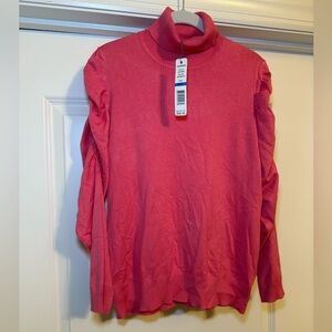Joseph A. X-Large Pink Sweater Ruched Sleeves (NWT)